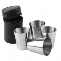 1set 4pcs Stainless Steel Cups Cover Mug Drinking Coffee Beer Camping Travel Sup