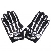 QEPAE Cycling Bike Anti-Slip Breathable Hand Skeleton Pattern Full Finger Gloves