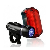 5 LED Lamp Bike Bicycle Front Head Light + Rear Safety Flashlight Waterproof