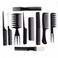 10pcs Professional Black Combs Hairdressing Hair Salon Styling Barbers Kit