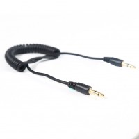  Black Spring Car CD Player Audio Wire Cable Atereo Coiled Cord 3.5mm Cellphone
