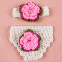 Hot Crochet Baby Flower Headband Diaper Costume Newborn Knitted Photography Prop