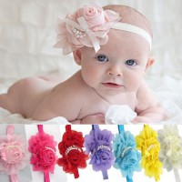 5PCS/Set Baby Girls Rose with Pearl Decor Headband Lovely Hair  Clip Headwear
