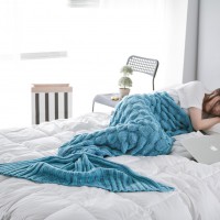​Soft Warm Mermaid Blanket Hand Crocheted Knitting Wool Seatail Sleeping Bag