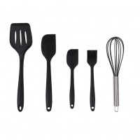 Set of 5 Pieces Cooking Utensils in Silicone Spatulas Heat-resistant Tools Black