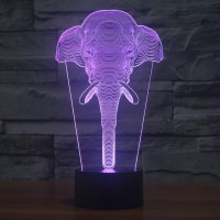 3D Illusion Lamp Adjustable 7 Colors Elephant Acrylic LED Night Lights Lamp