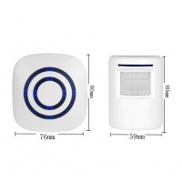 Wireless Infrared Motion Sensor Door Bell Alarm Chime w/ 1 Receiver and 1 Sensor