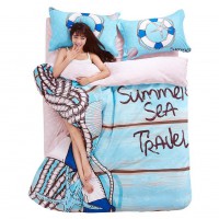 4 Piece Bedspread Set Bed Coverlets Sea of love Printing Bedding Sleepwish Large