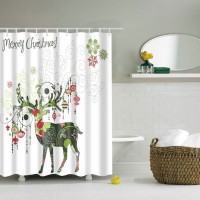 1.8*1.8 m Christmas Waterproof Cute deer Bathroom Fabric Shower Curtain white