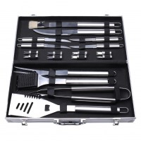18Pcs Stainless Steel Barbecue Set with Aluminum Carrying Case Home Grill Tool
