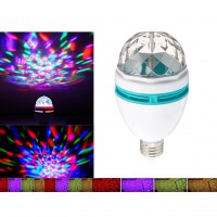 3W RGB Rotating LED Strobe Bulb Multi changing Color Crystal Stage light white