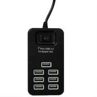 7 Ports USB2.0 HUB With Switch Support 1TB Mobile HDD  Black