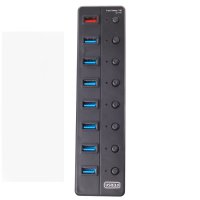 7+1 Ports Hub Concentrator BYL-3018 USB 3.0 Hub Seperate Switch 2.1 A Speedy Charging Black