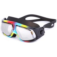 Optical Corrective Swimming Goggles Nearsighted Large Frame Goggles Black Frame Fading  -5.0