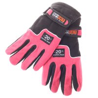 Bike Bicycle Cycling Winter Anti-slip Glove Fleeces Pink with Black