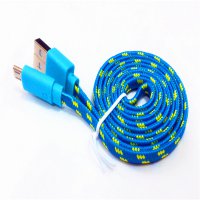 Mobile phone cable weaved line V8 , blue 1M