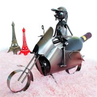Creative Home Decoration Motorcycle Pattern Stainless Steel Wine Rack Silver