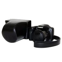 Leather Protective Camera Case for Canon SX520 / 530(18-55mm) Camera Shoulder Bag Black