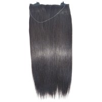 Flip in 100% Human Hair No Shedding Halo Extension Hair Silk Straight 16 inch #1b