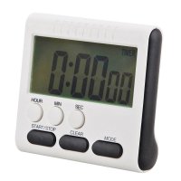 Digital Kitchen Timer Minute Second Count Up Countdown Digital Clock Timer Large LCD Display White