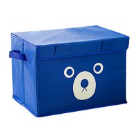Children Kids Cartoon Bear Polka Dots Portable Foldable Storage Box Large Size Blue