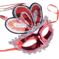 Women's Pretty Masquerade Mask Color feathers Red