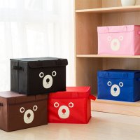  Children Kids Cartoon Bear Polka Dots Portable Foldable Storage Box Large Size 