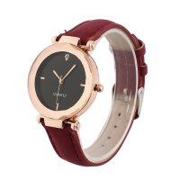 Women Watches with Leather Band Wristwatch Personality Rhinestone Quartz Watch