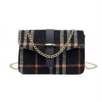 Trendy Style Plaid Pattern Woollen Cloth Chain Shoulder Bag Crossbody Bag
