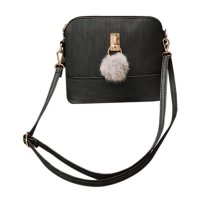 Fur Ball Pendant Shell Bag Women Single Shoulder Bag PU Leather Messenger Bag