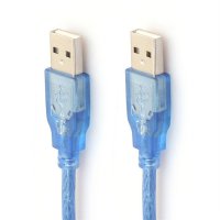 30CM Transparent Blue USB 2.0 Extension Cable Male To Male USB Extension Cord