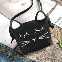Cute Cat Face Baby Girls Mini Bag PU Leather Crossbody Bag Shoulder Bag