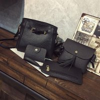 4 in 1 PU Leather Bag Tote Beg Handbags Sling Bag Adjustable Shoulder Bag