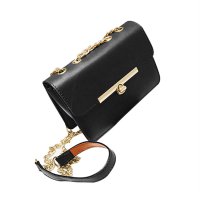 Stylish Chain Bag Lock Small Square Bag PU Leather Shoulder Bag Messenger Bag