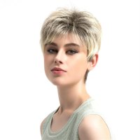 Mixed Color Women Wig Synthetic Heat Resistant Short Straight Wig