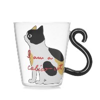 Cute Kitty Glass Water Cup Cat Tail Handle Mug Milk Tea Coffee Fruit Juice Mug