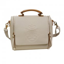 Portable PU Leather Shoulder Bag Double Zipper Crown Overprint Ladies Bag