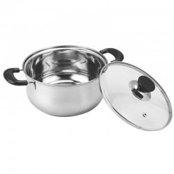 20cm Diameter Korean Style Stainless Steel Cooking Pot With Glass Cover
