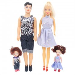 4Pcs Baby Dolls Father+Mother+2 Kids Dress Up Kit Children Toys Kids Toys