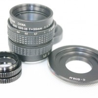 Black C Mount 35mm F/1.7 CCTV Lens for Canon EOS M + C-EOS M + 2 Macro Rings