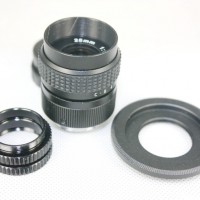 Black 25mm f/1.4 CCTV Lens for Nikon 1 + C Mount to Nikon 1 adapter +2 Macro Rings