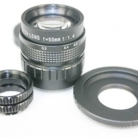 Black 50mm f1.4 CCTV Lens for Fuji FX + C Mount to Fuji FX adapter +2 Macro Rings