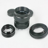 Black 25mm f/1.4 CCTV Lens for Pentax Q + C-Pentax Q dapter +2 Macro Rings
