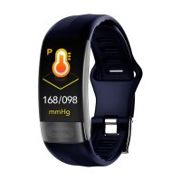 P11 color smart bracelet ECG+HRV ECG monitoring blood pressure monitor motion-meter IP67 waterproof USB blue