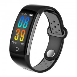Q6 blood pressure and heart rate monitoring silicone bluetooth smart sports bracelet blue and white