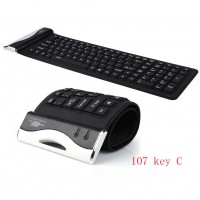 107C Waterproof USB 2.0 Portable Flexible Silicone Keyboard for PC Laptop Notebo