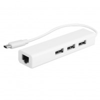 USB3.1/Type-C To RJ45 Ethernet LAN Adapter With 3 Port USB2.0 HUB For Macbook