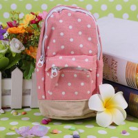Creative Cute Dot Canvas Pen Pencil Bag Case Stationery Students Mini School Bag