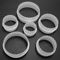 6pcs Round Plastic Scalloped Fluted Reversible Cookie Pastry Biscuit Cake Tool