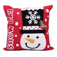 Christmas Snowman Style Cotton Pillow Cover Pillowcase for Home Decorations Red